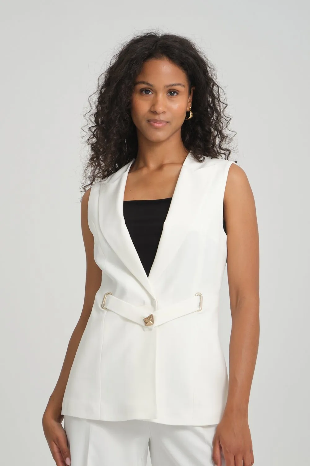 NDL Women Belt Detail Vest Women's Suit White - Heist-op-den-Berg