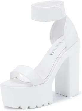 OCHENTA Womens Fashion Platform Sandals Chunky Heels Lug Sole Block High Heel Comfortable Sexy Heels