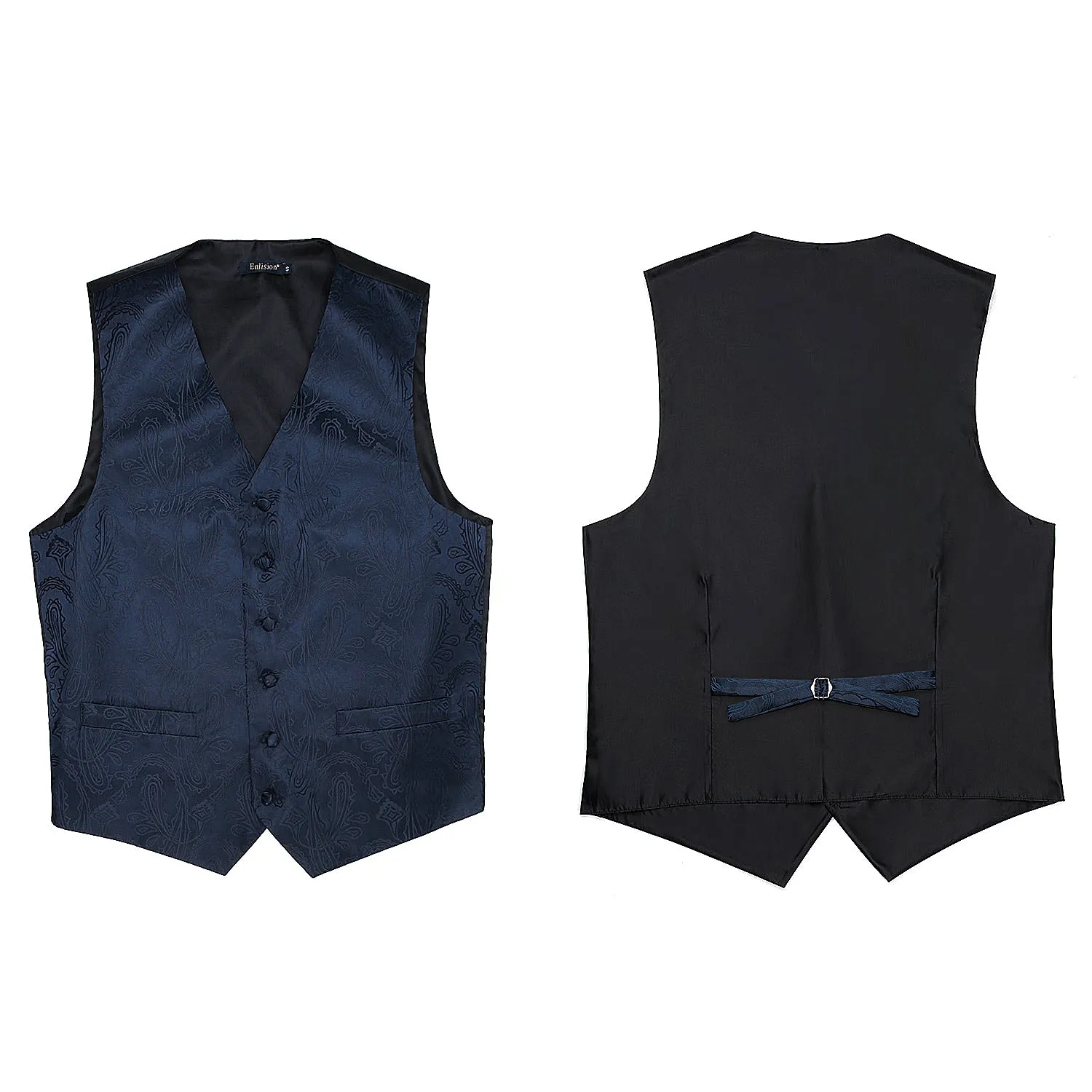Paisley Suit Vest Tie Handkerchief Set - Navy Blue