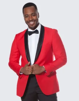 Red Tuxedo Jacket with Black Center Vent Satin Shawl Lapel Slim Fit - Wedding - Prom Red Tuxedo Jacket with Black Center Vent Satin Shawl Lapel Slim Fit - Wedding - Prom