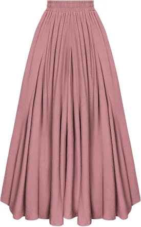 Scarlet Darkness Women Casual Maxi Skirt Flowy Bohemian Renaissance Long Skirts