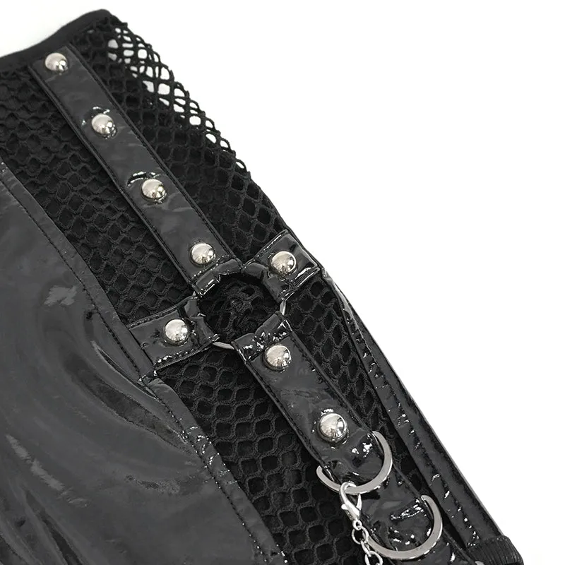 SKT178 Irregular patent leather skirt