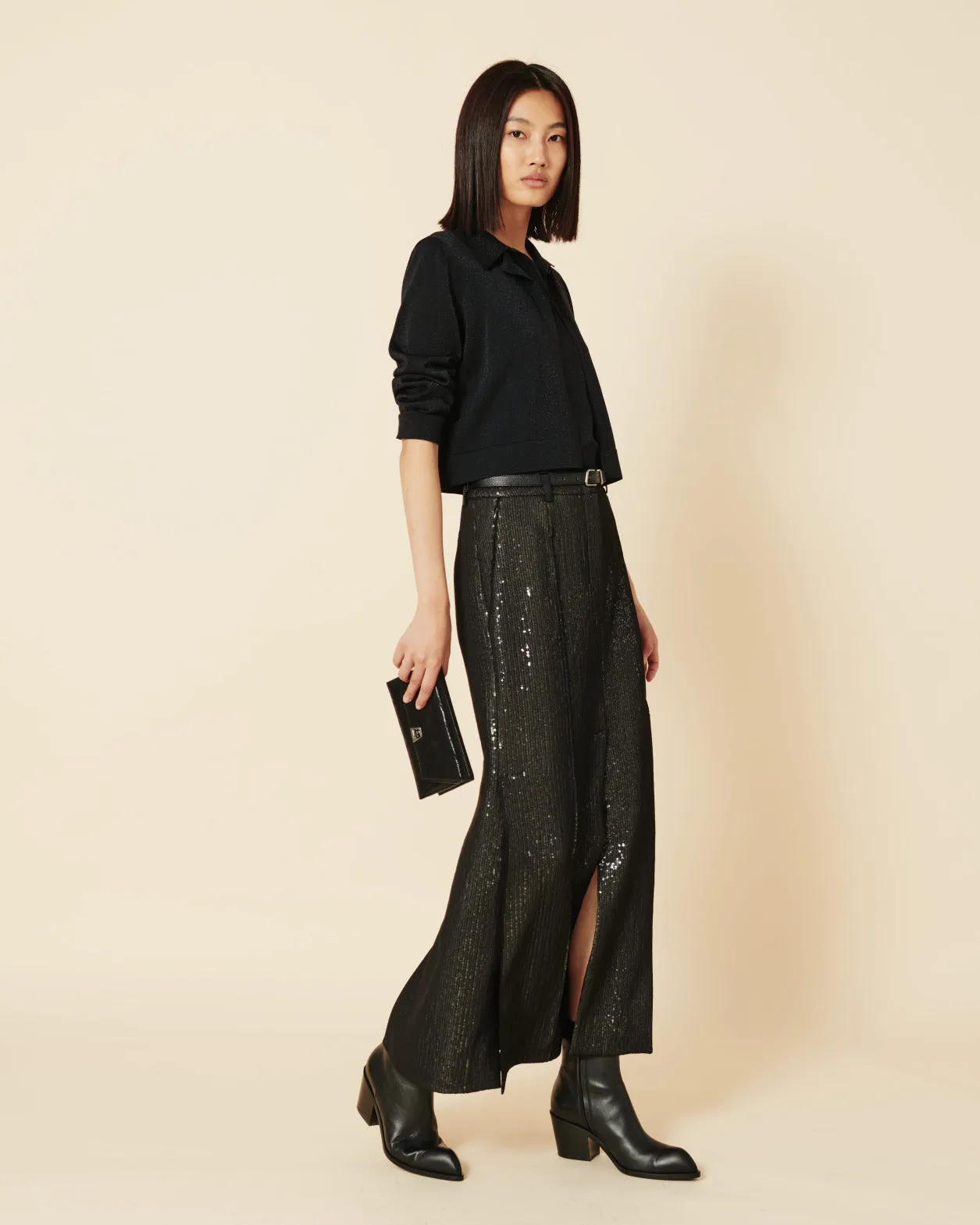 Sleeveless Polo Shirt in Silk Lurex