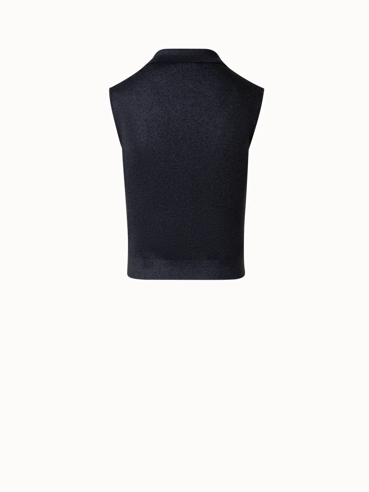 Sleeveless Polo Shirt in Silk Lurex
