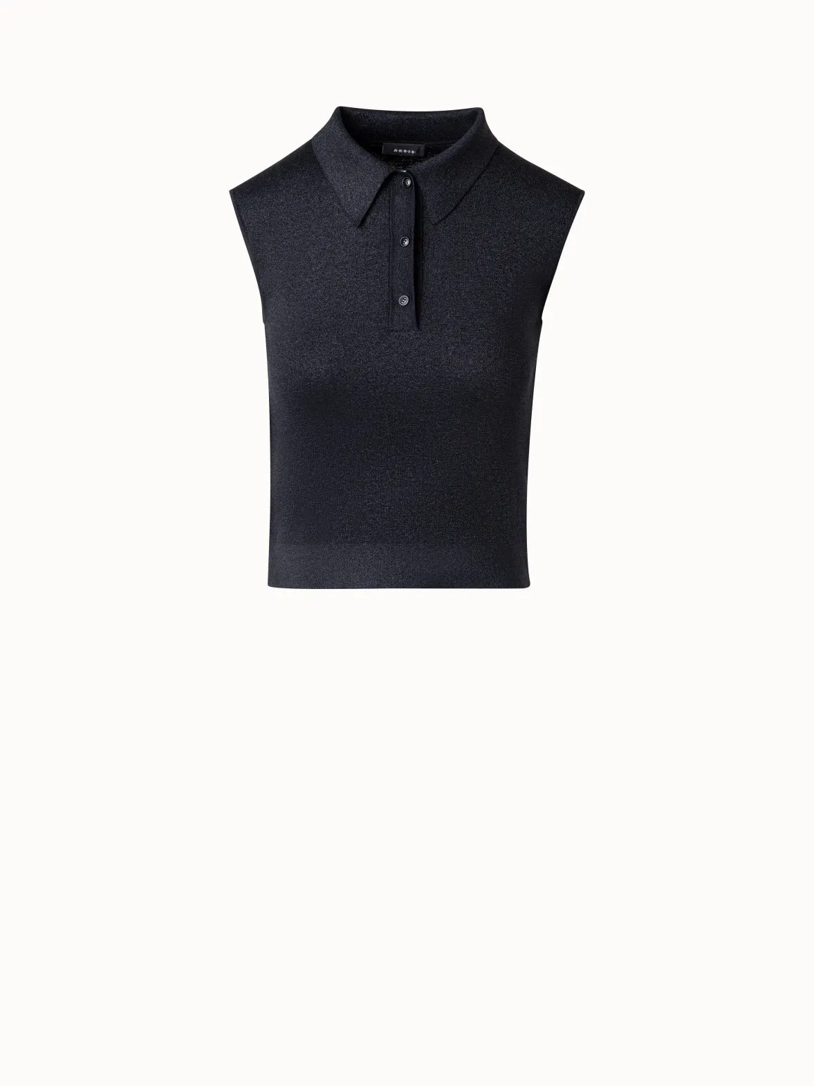 Sleeveless Polo Shirt in Silk Lurex