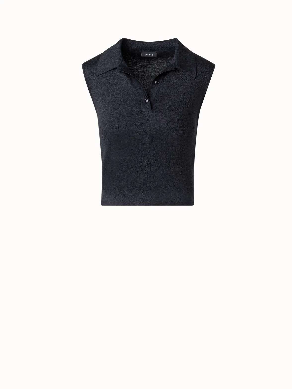 Sleeveless Polo Shirt in Silk Lurex