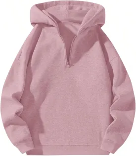 SOLY HUX Men's Quarter Zip Hoodies Zip Up Hoodie Long Sleeve Drop Shoulder Sweatshirt Casual Pullover