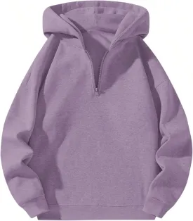SOLY HUX Men's Quarter Zip Hoodies Zip Up Hoodie Long Sleeve Drop Shoulder Sweatshirt Casual Pullover