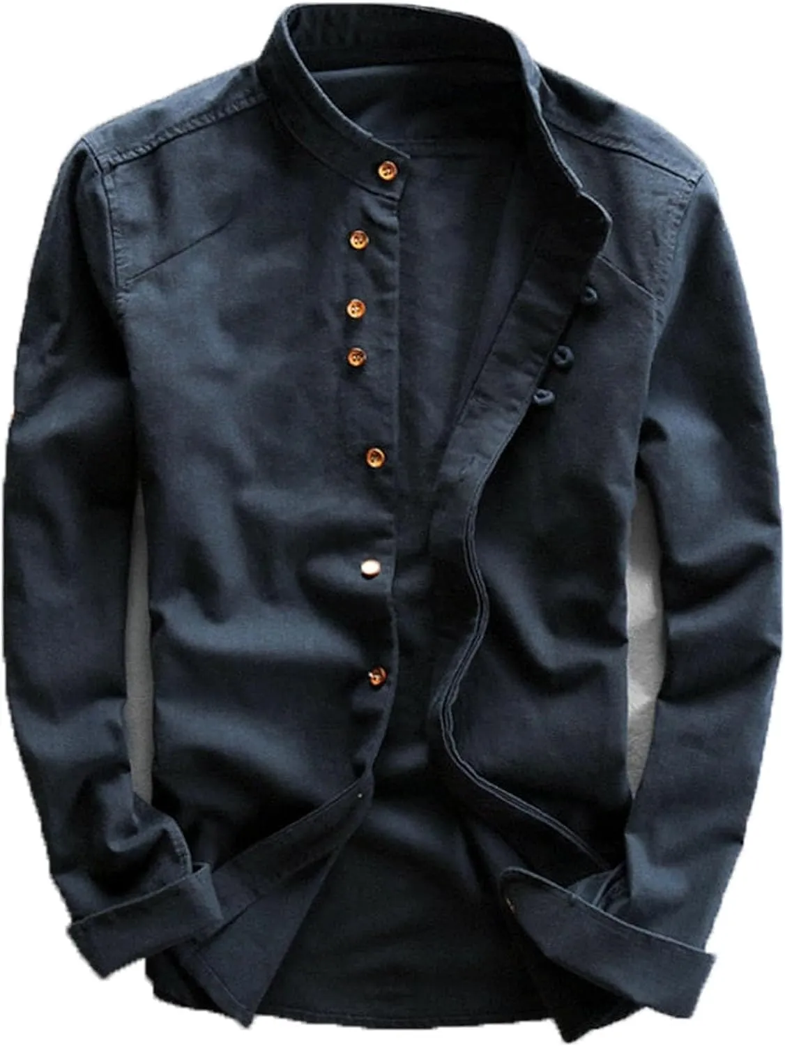 Soulona Shirt, Premium Soft Linen Japan Style Shirt, Casual Long Sleeve Stand Collar Shirt, Vintage Button Shirts