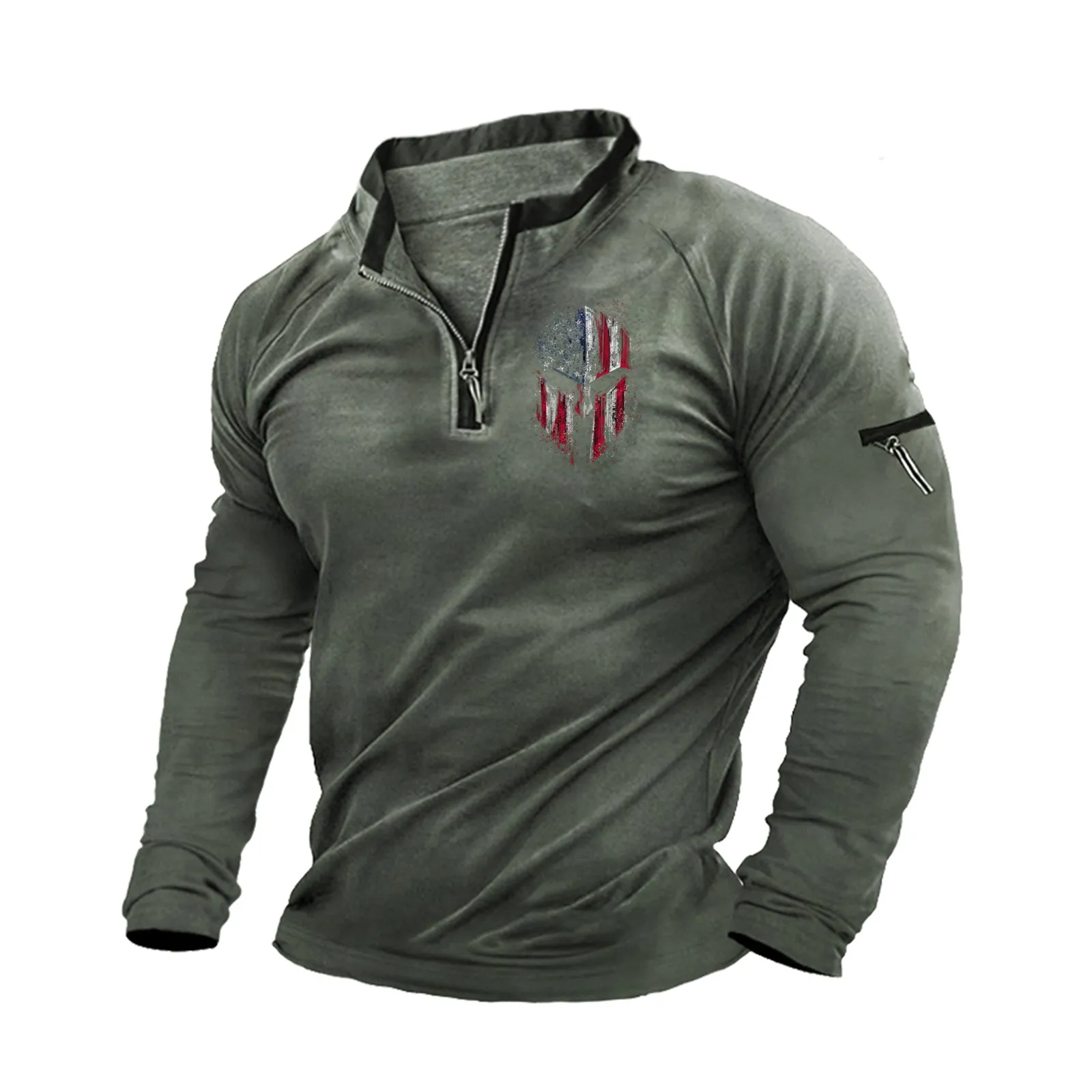 SPARTAN  ZIPPER GRAPHIC POCKET SWEATSHIRT