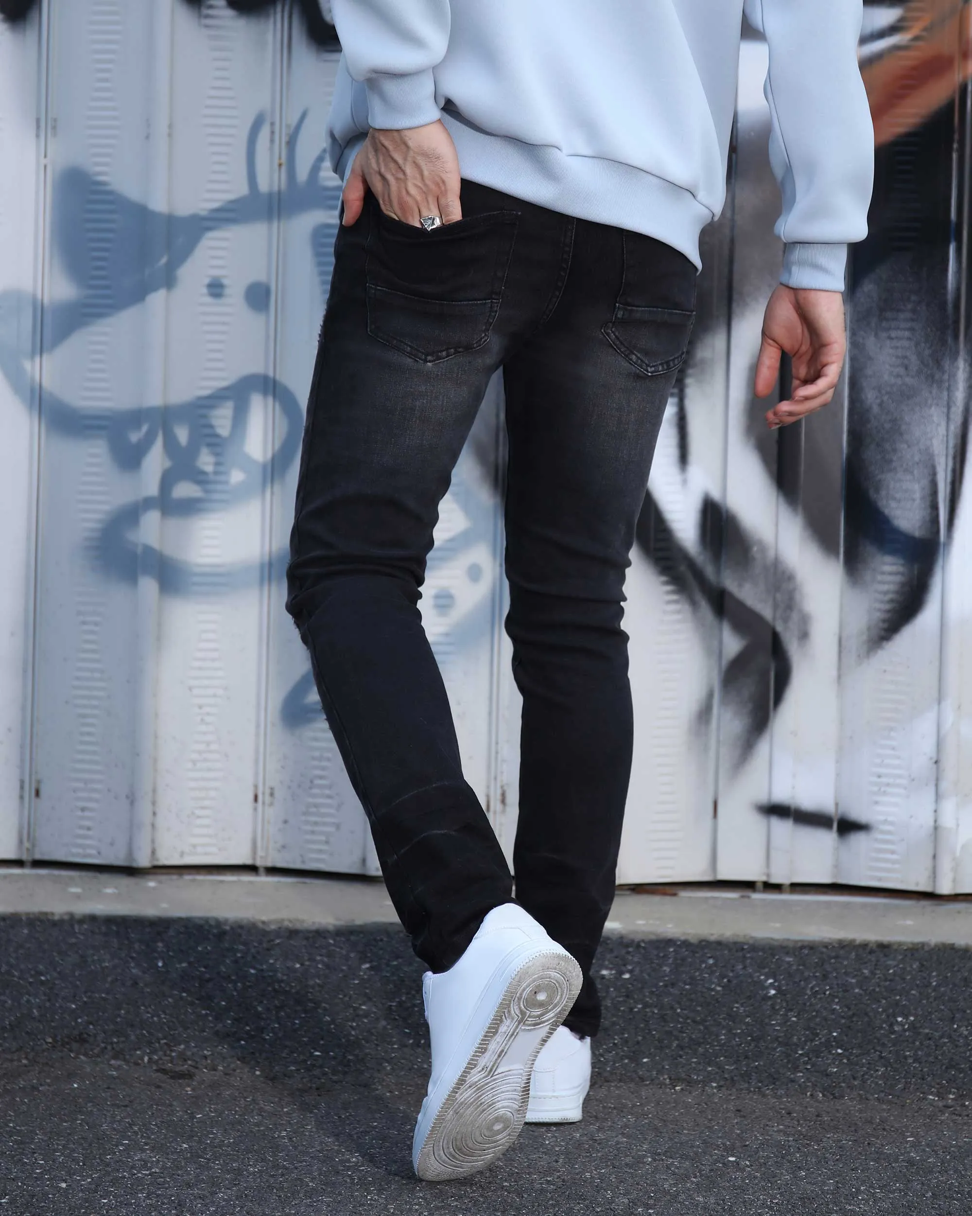 Street Gothic Black Ripped Jeans