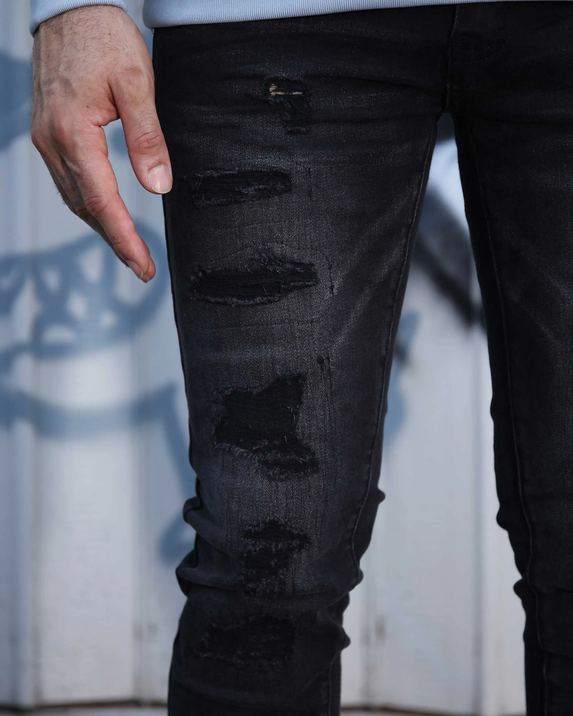 Street Gothic Black Ripped Jeans