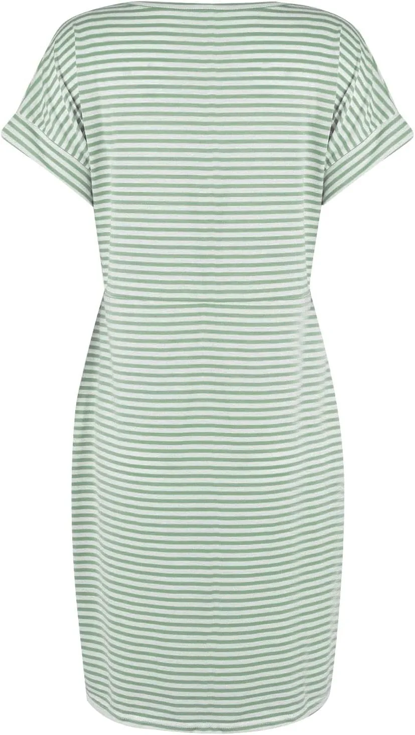 Summer Dresses for Women 2025 Casual Short Sleeve T Shirt Dress Tie Waist Belted Pencil Midi Dress with Pockets