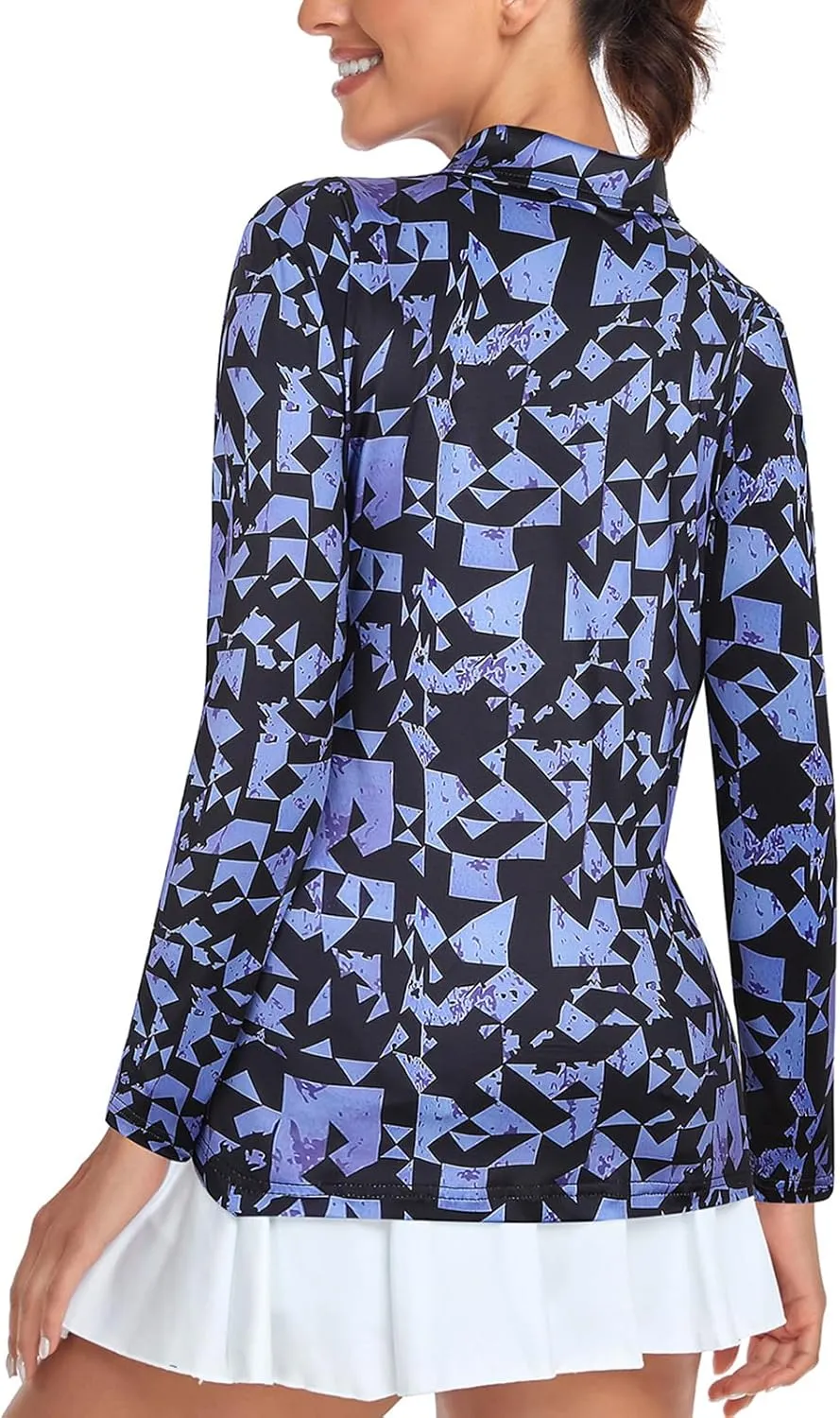 Tanst Sky Women's Golf Shirt UPF 50  Long Sleeve Quarter Zip Pullover Athletic Hiking Workout Tops