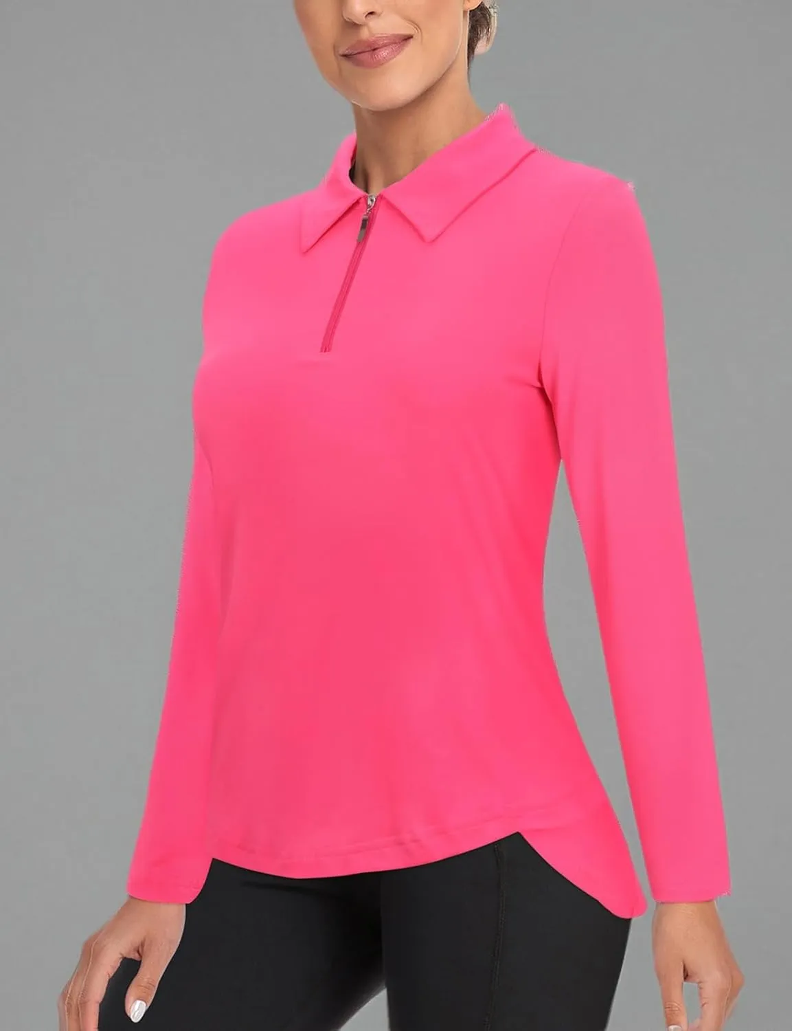 Tanst Sky Women's Golf Shirt UPF 50  Long Sleeve Quarter Zip Pullover Athletic Hiking Workout Tops