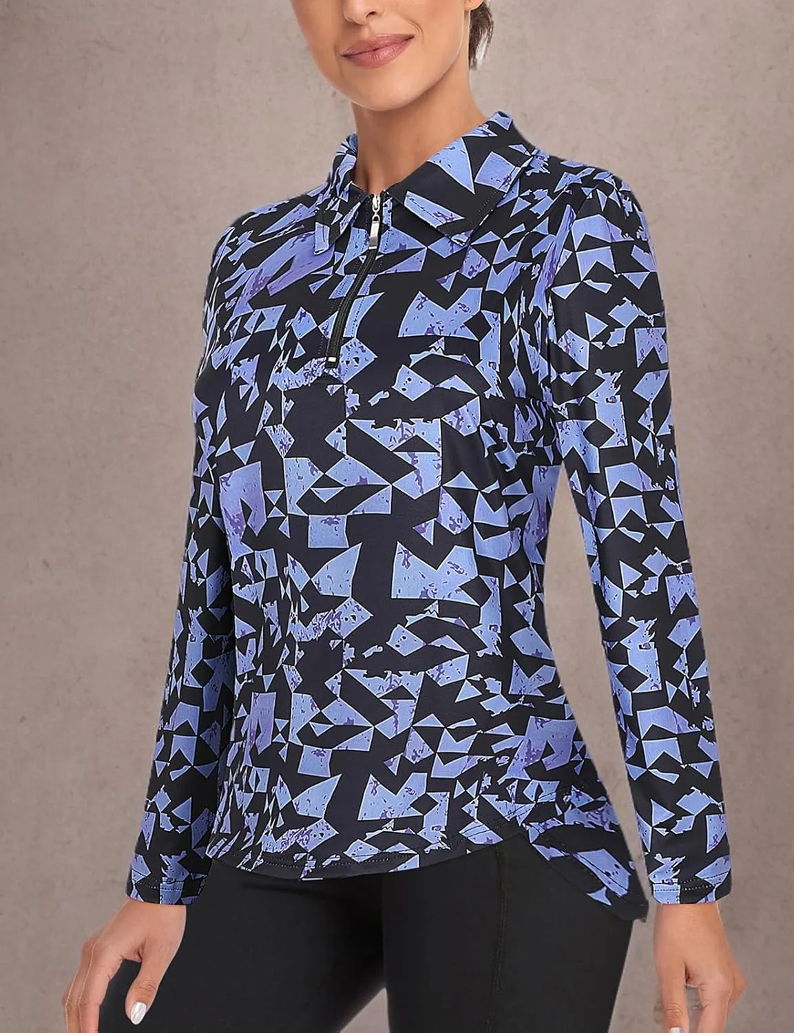 Tanst Sky Women's Golf Shirt UPF 50  Long Sleeve Quarter Zip Pullover Athletic Hiking Workout Tops
