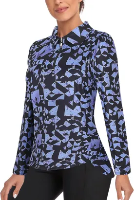 Tanst Sky Women's Golf Shirt UPF 50  Long Sleeve Quarter Zip Pullover Athletic Hiking Workout Tops