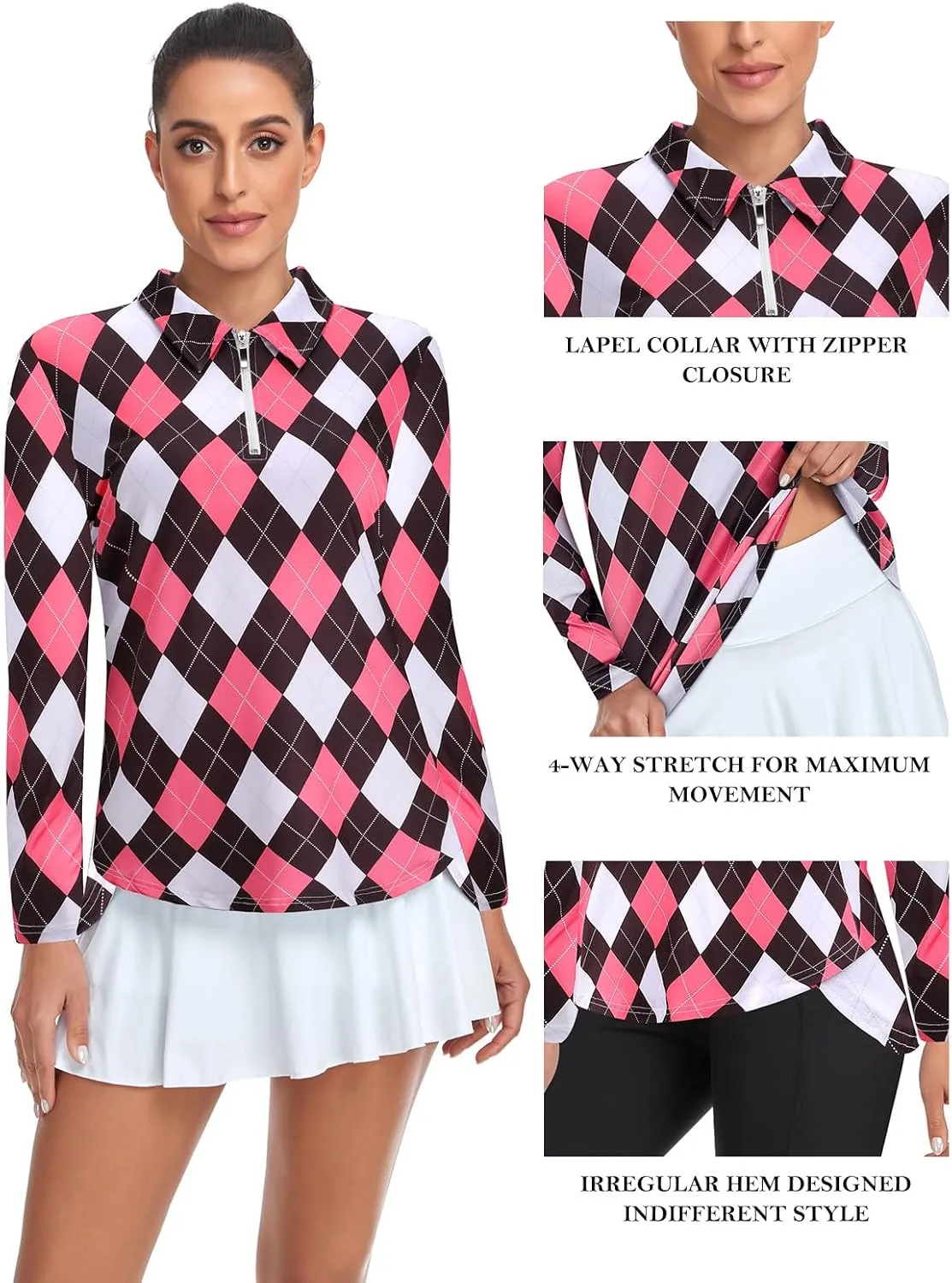 Tanst Sky Women's Golf Shirt UPF 50  Long Sleeve Quarter Zip Pullover Athletic Hiking Workout Tops