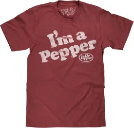 Tee Luv Men's Dr Pepper T-Shirt - Faded I'm A Pepper Logo Shirt