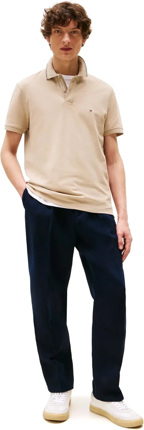 Tommy Hilfiger Men's Short Sleeve Polo Shirts in Regular Fit with Designs, Available in Big and Tall