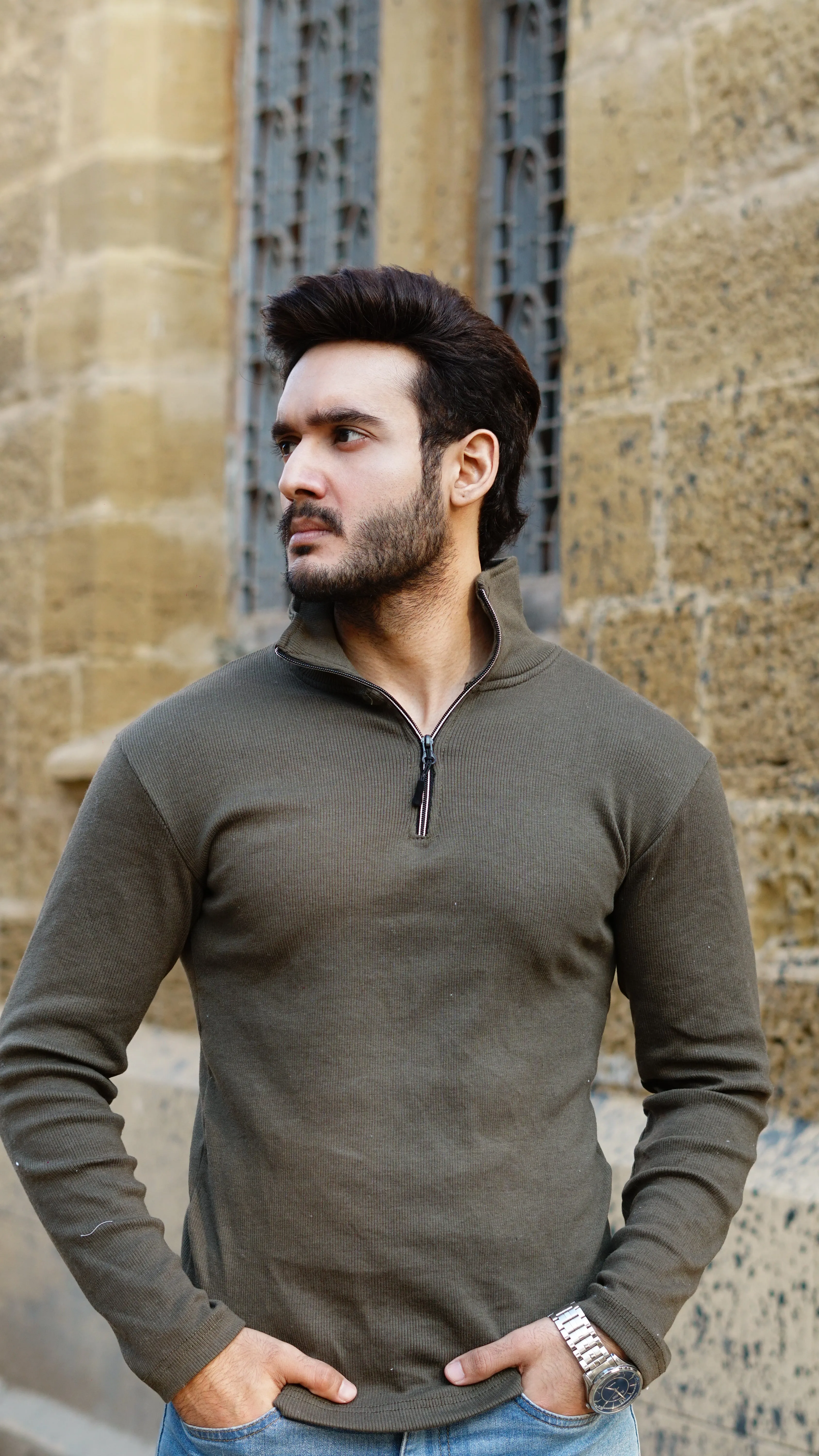 Vintage 1941 Half Zipper Knitted Long Sleeves In Charcoal