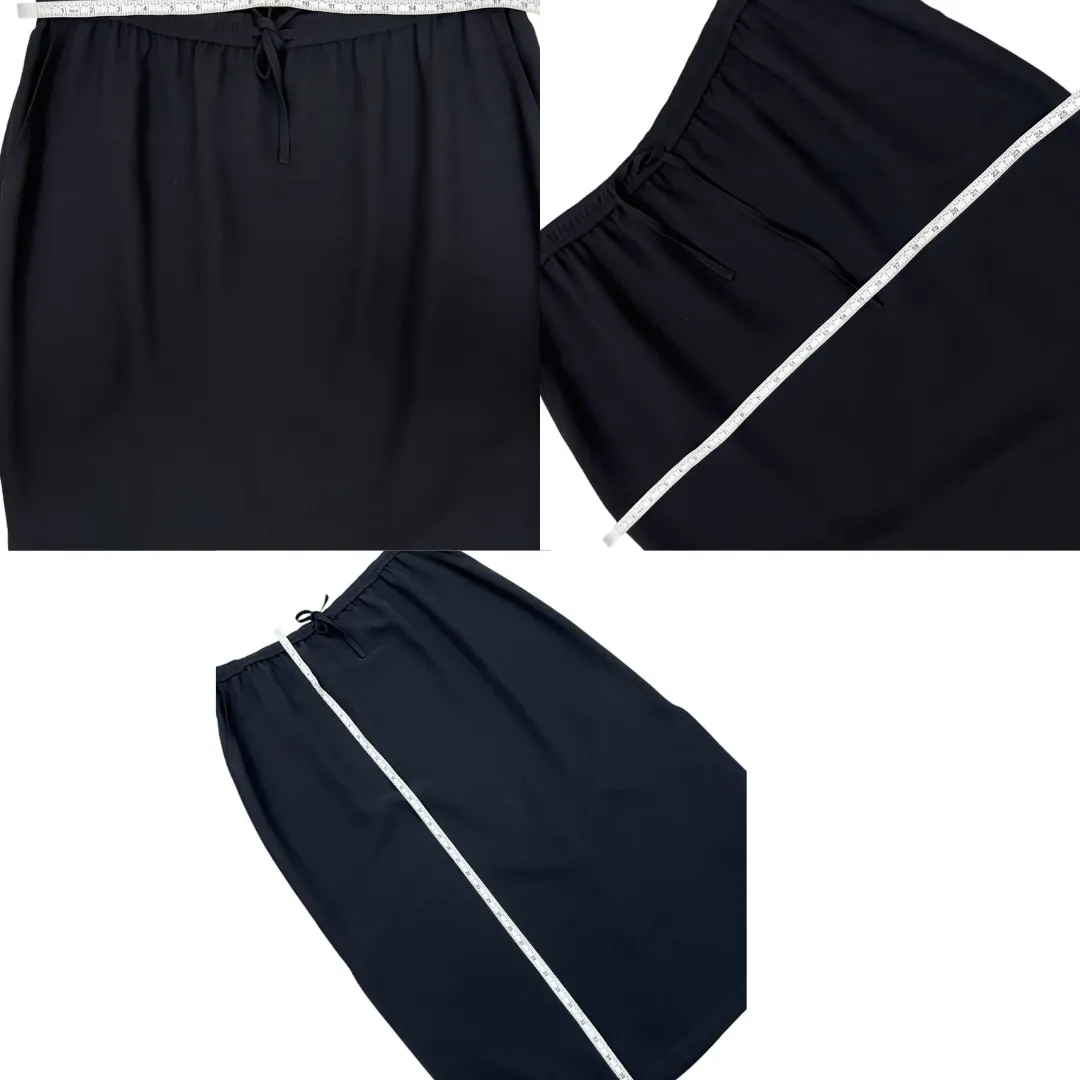 Vintage Black Pencil Skirt Drawstring Waist Size 2X