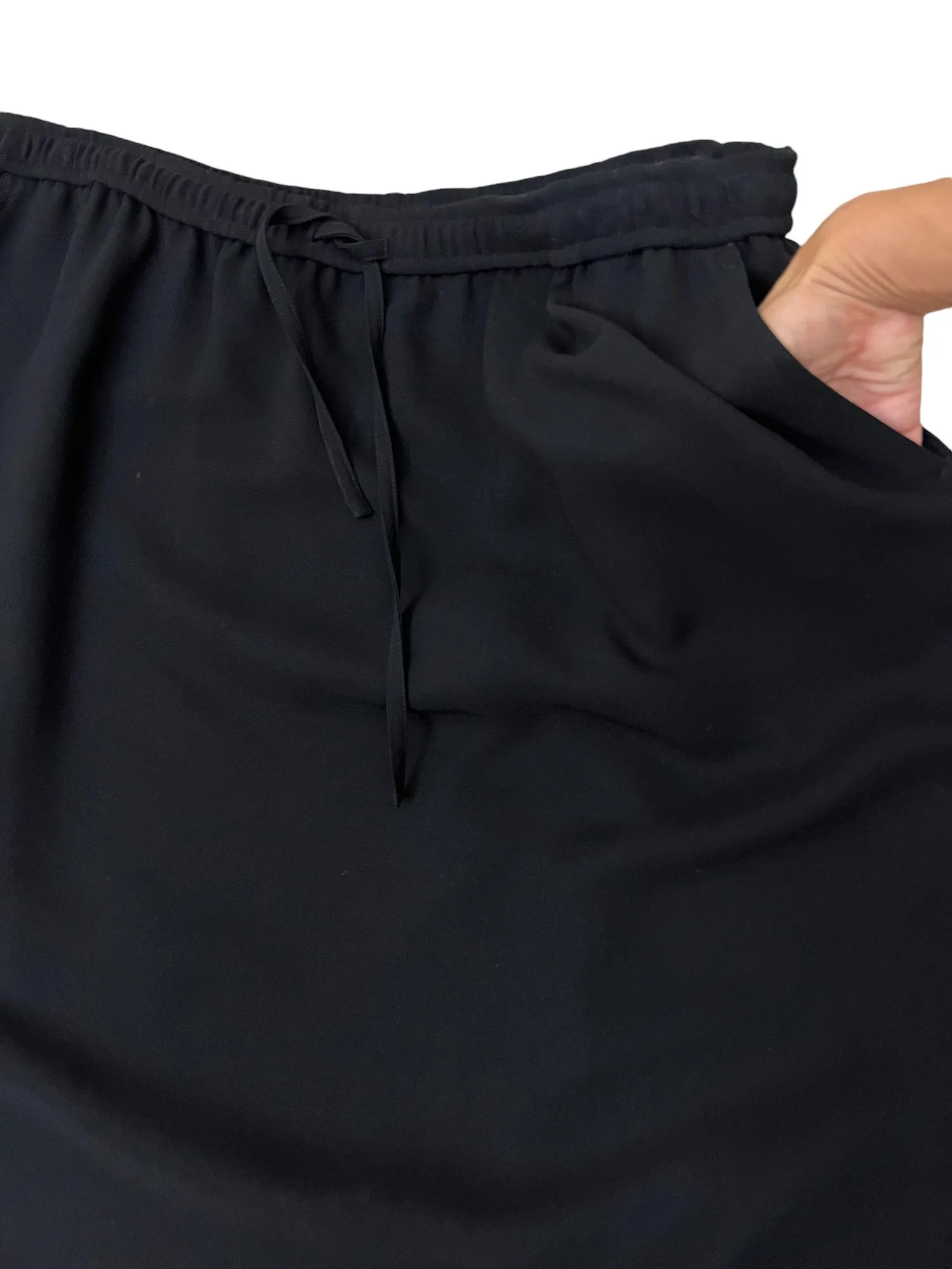 Vintage Black Pencil Skirt Drawstring Waist Size 2X