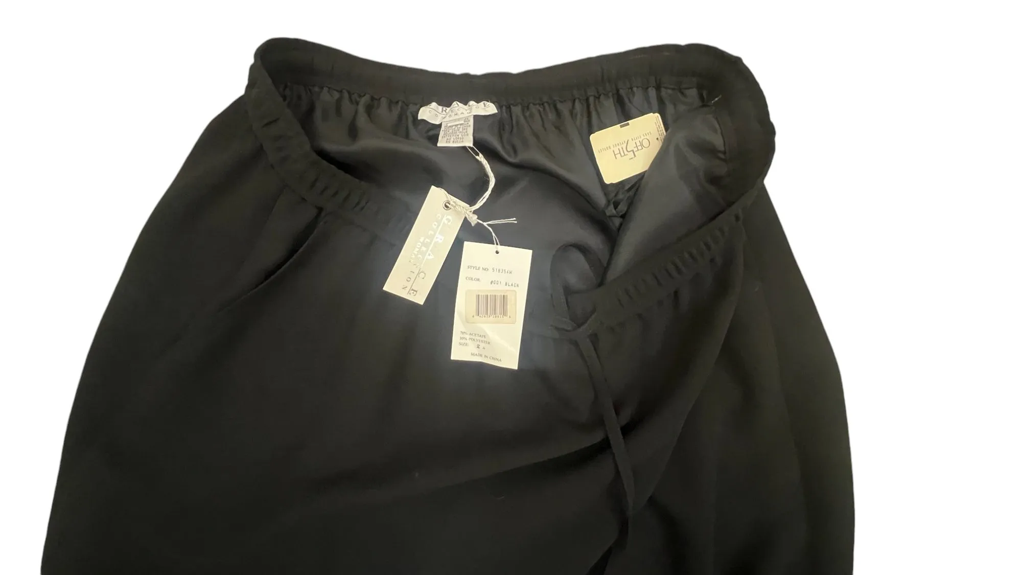 Vintage Black Pencil Skirt Drawstring Waist Size 2X