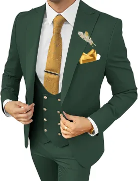 Wangyue Men's Suits 3 Piece Slim Fit Suits for Men Double Breasted Suit Men Business Wedding Prom Tuxedo Suit