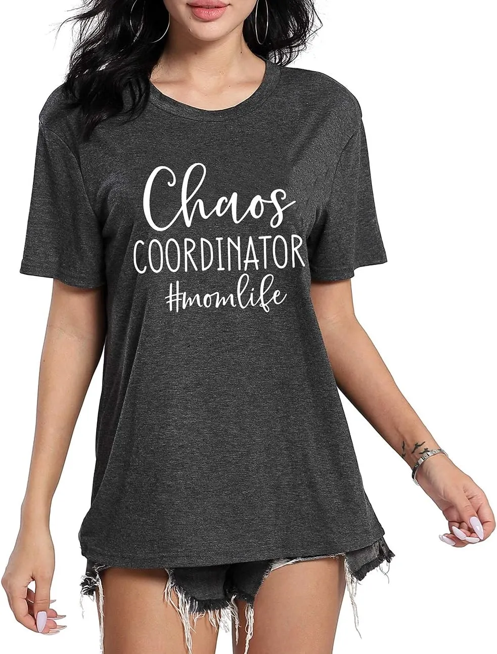 Women Chaos Coordinator Letter Printed T-Shirt Funny Short Sleeve Tops Tee Shirt