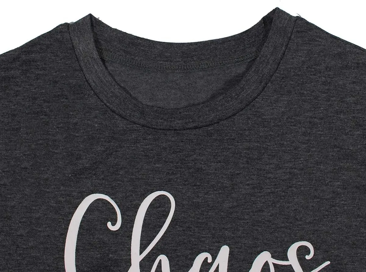 Women Chaos Coordinator Letter Printed T-Shirt Funny Short Sleeve Tops Tee Shirt
