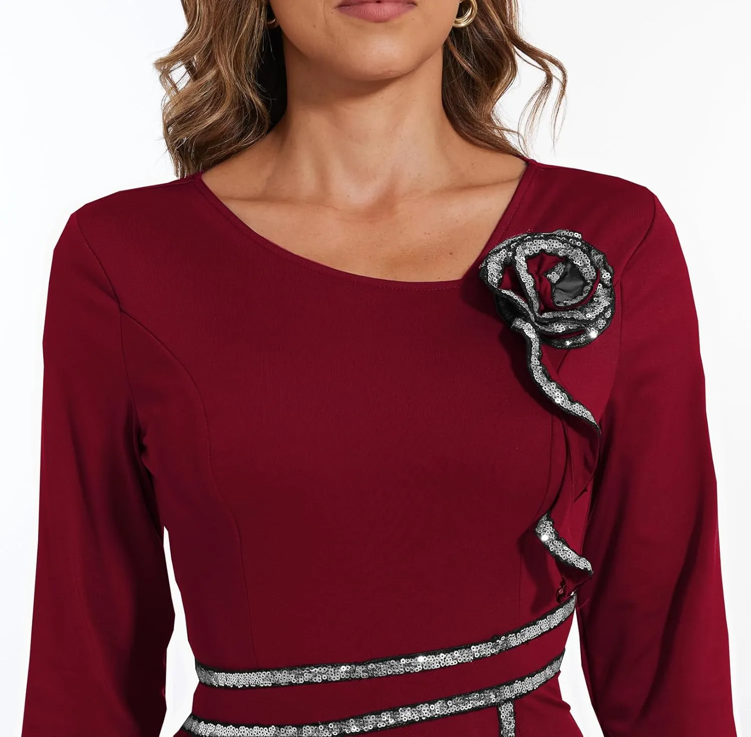 Women's Bodycon Work Pencil Midi Dresses Formal Business Dress Slim Casual Dress Knee Length Party Dress