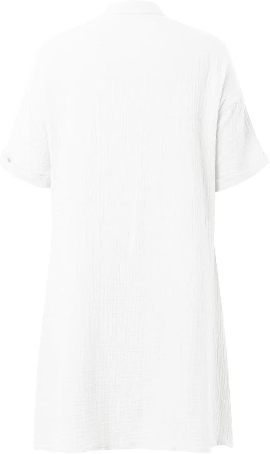 Womens Cotton Linen Shirt Dresses 2025 Summer Short Sleeve Button Down Midi Dress Knee Length Beach Dress with Pockets