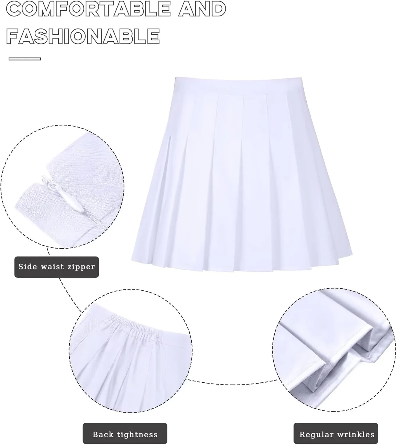 Womens Girls Pleated Tennis Skirts High Waisted A-line Skirt School Uniform Athletic Golf Skorts with Shorts,2T-4XL