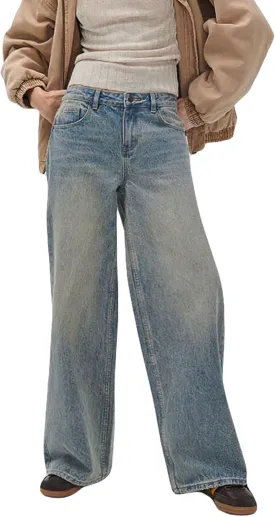 Womens Jeans High Waisted Straight Wide Leg Baggy Jeans Y2k Boyfriend Vintage Washed Loose Denim Pants Streetwear