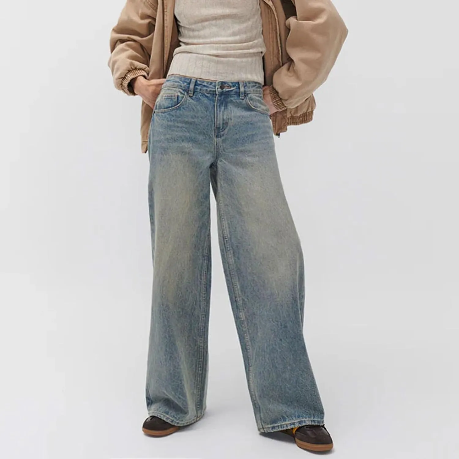 Womens Jeans High Waisted Straight Wide Leg Baggy Jeans Y2k Boyfriend Vintage Washed Loose Denim Pants Streetwear