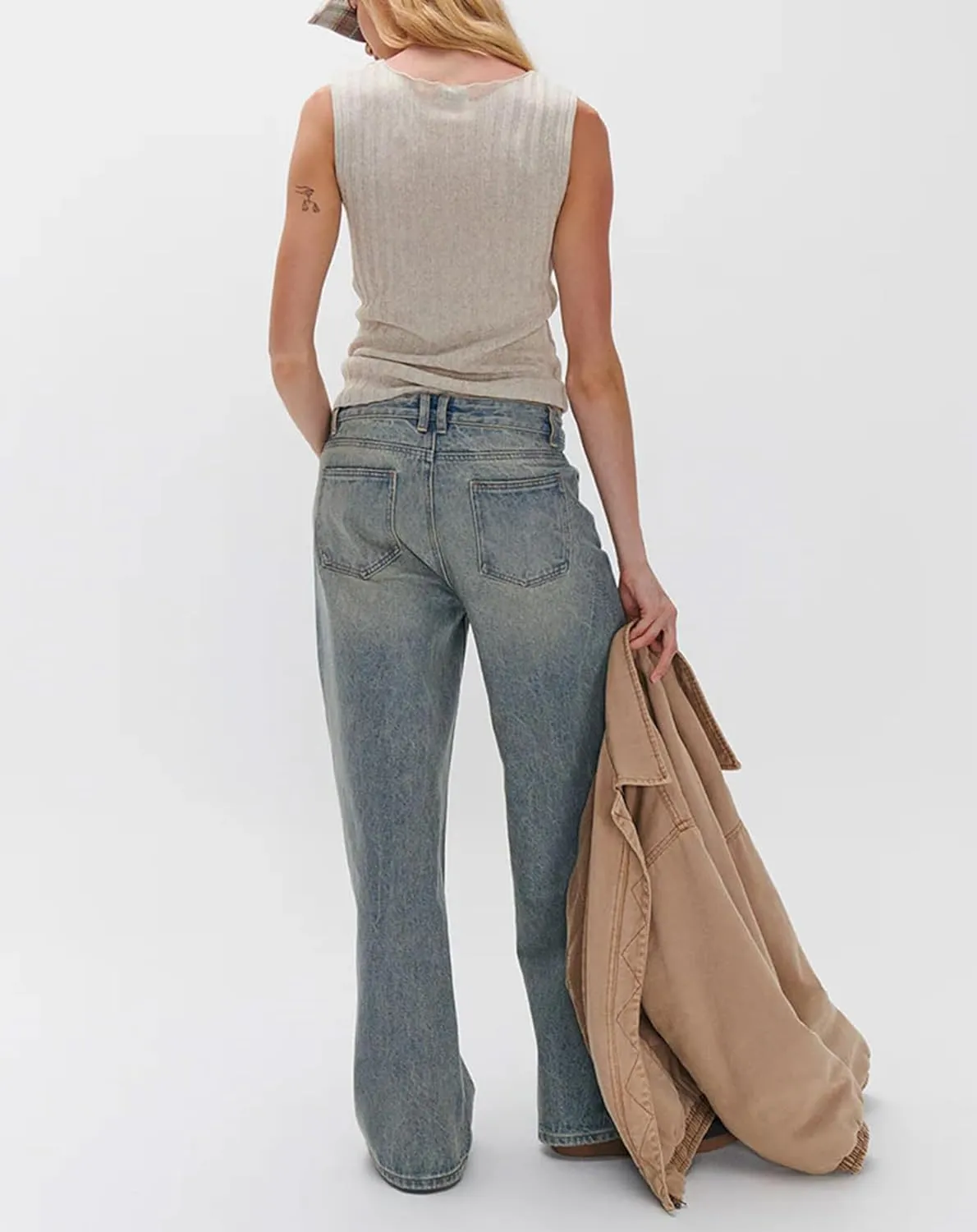 Womens Jeans High Waisted Straight Wide Leg Baggy Jeans Y2k Boyfriend Vintage Washed Loose Denim Pants Streetwear