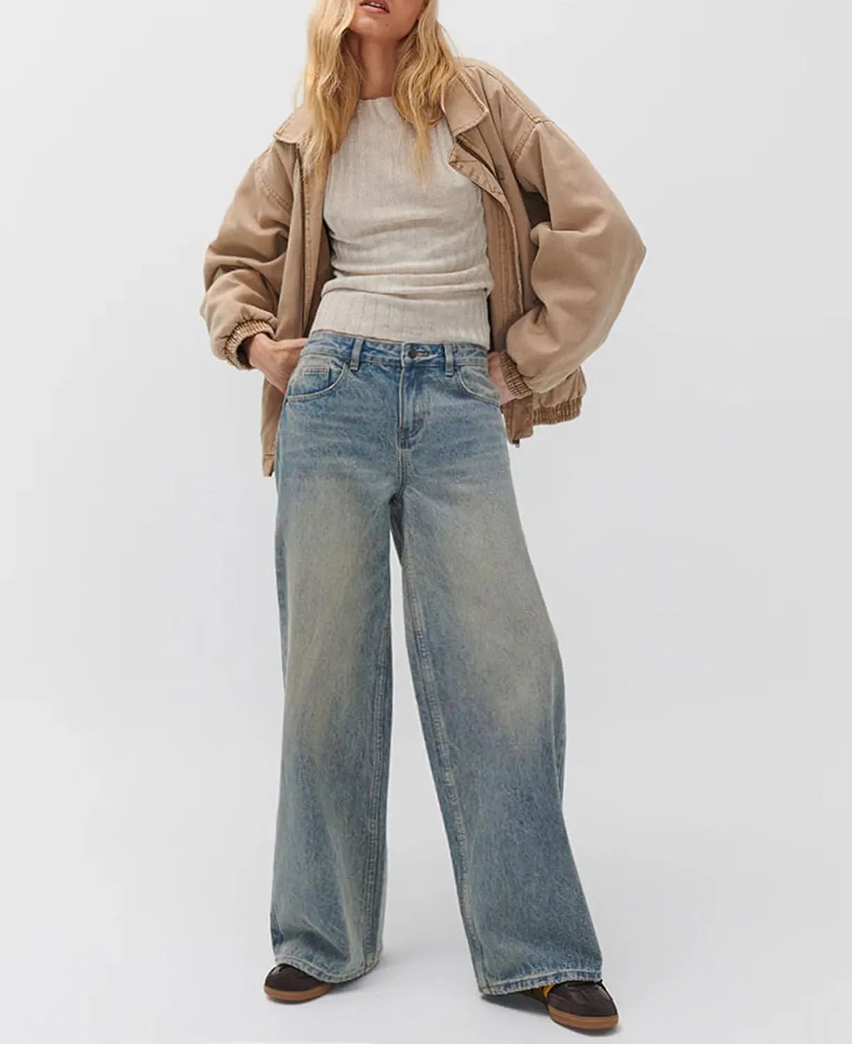 Womens Jeans High Waisted Straight Wide Leg Baggy Jeans Y2k Boyfriend Vintage Washed Loose Denim Pants Streetwear