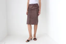 Y2K Striped Pure Silk Low Rise Knee Skirt by Blunauta