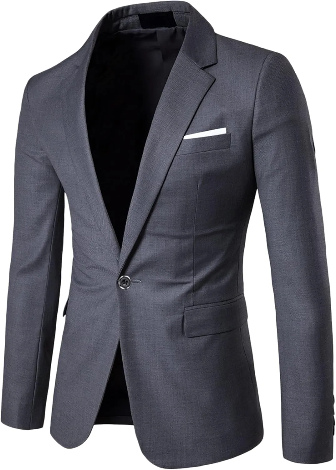 YND Men's Suit Jacket One Button Slim Fit Solid Coat Casual Blazer