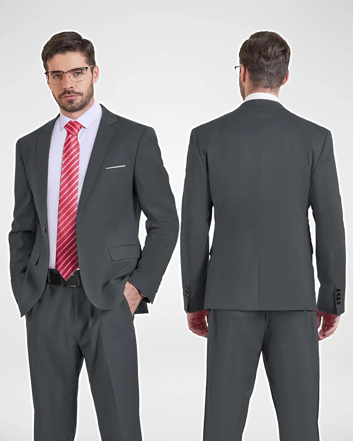 YND Men's Suit Jacket One Button Slim Fit Solid Coat Casual Blazer