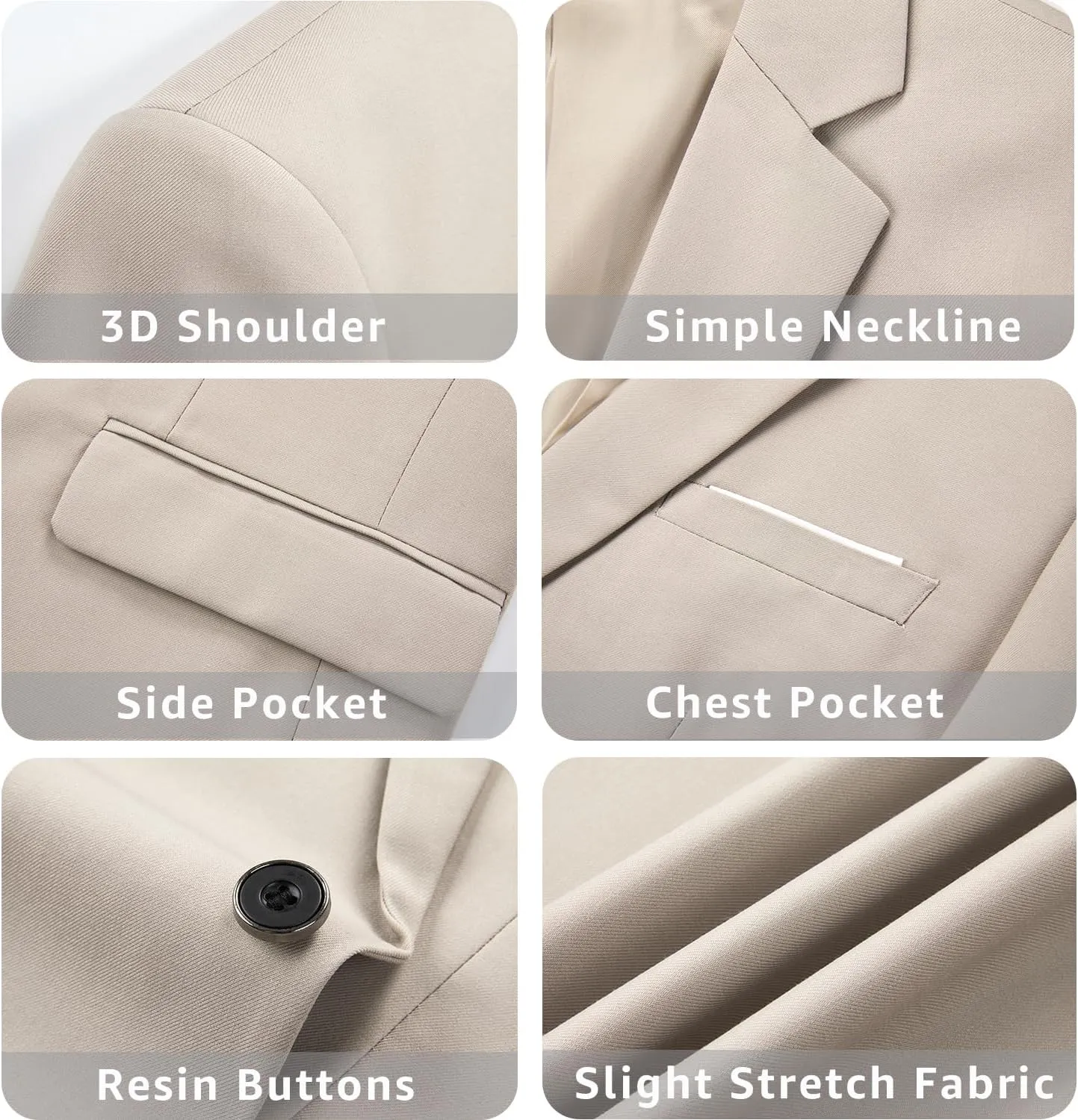 YND Men's Suit Jacket One Button Slim Fit Solid Coat Casual Blazer