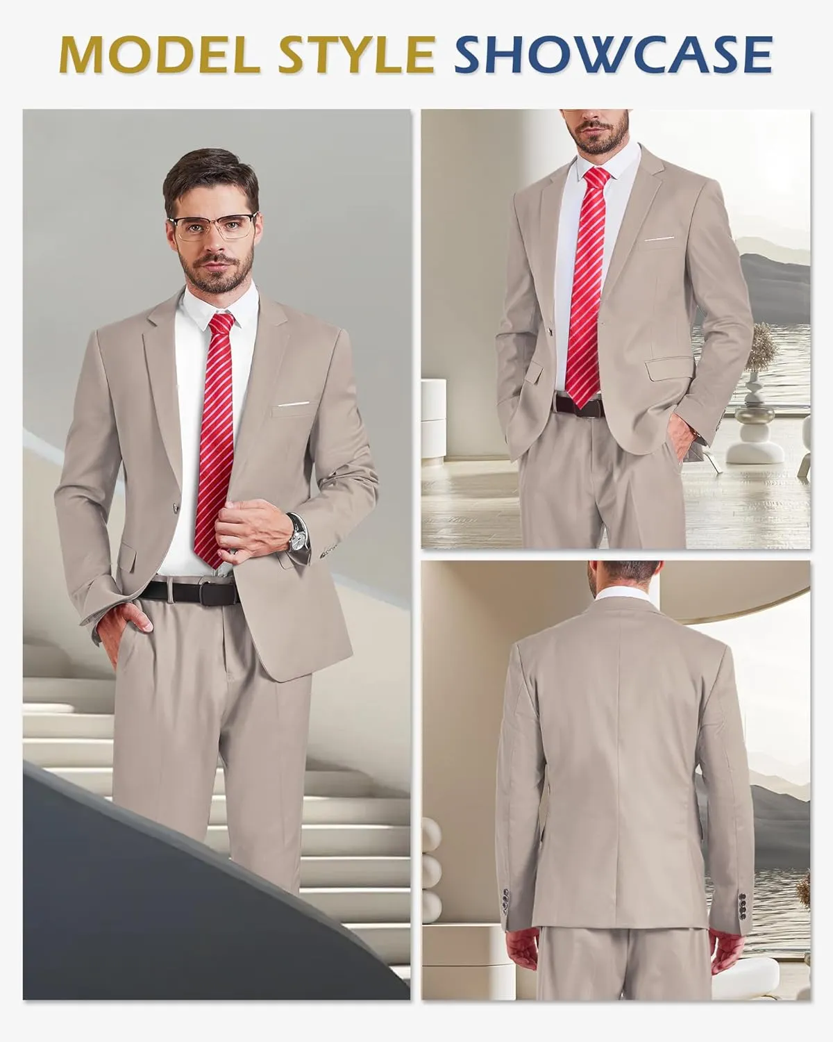 YND Men's Suit Jacket One Button Slim Fit Solid Coat Casual Blazer