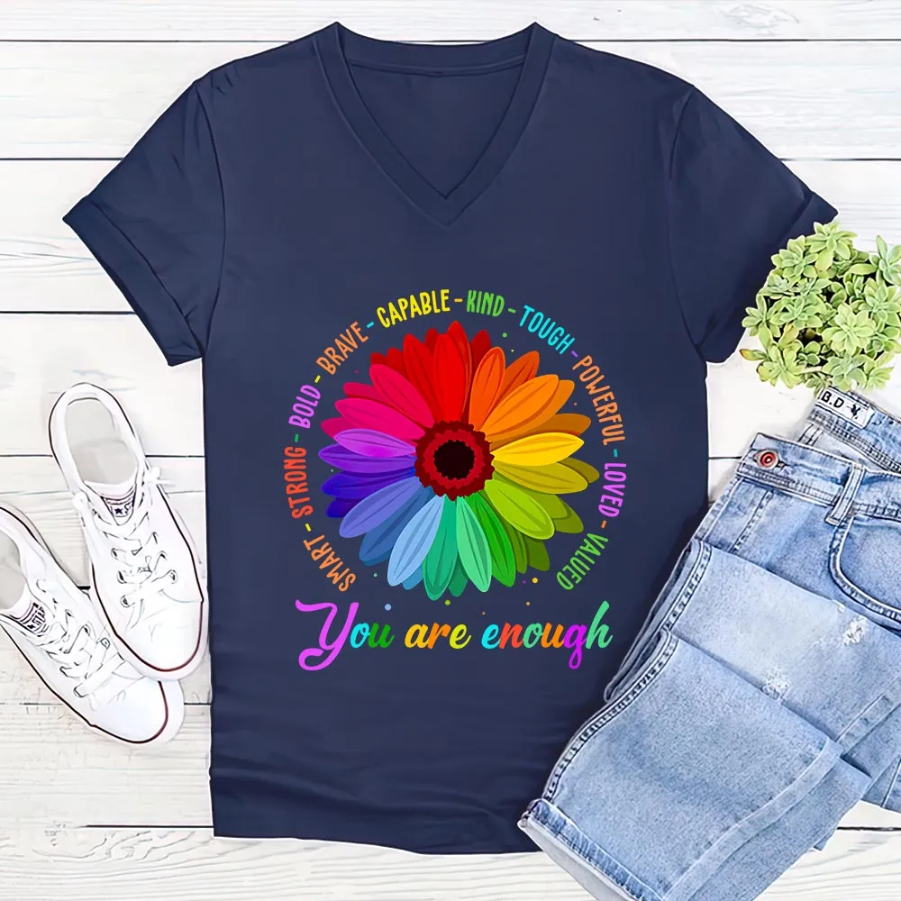 You Are Enough Book Lovers Gift Women's V-neck T-shirt TSVB374