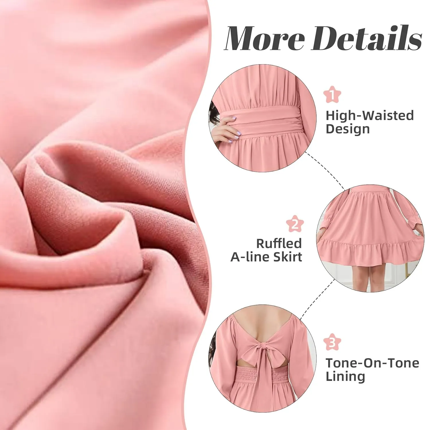 Zando Girls Dresses Long Sleeve Junior Dresses Back Tie Spring Dress for Girls 6-16 Years