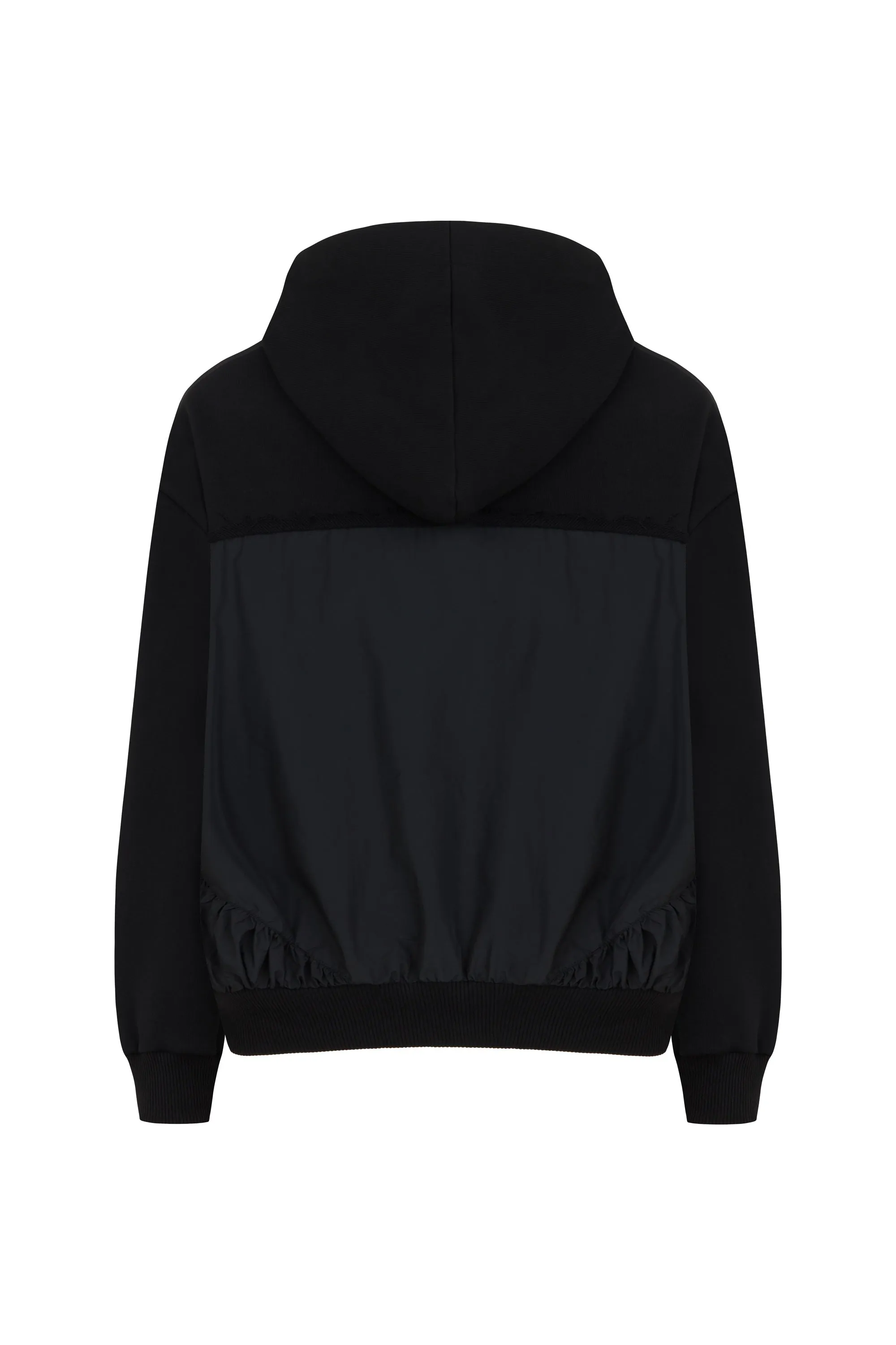 Zipper-Front Oversized Hooded Sweatshirt